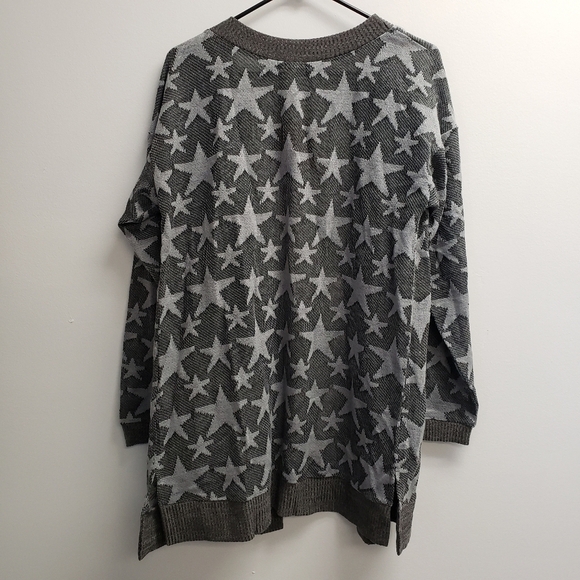 Kori America Womens Stars Open Front Sweater Cardigan Size Medium - Picture 2 of 4